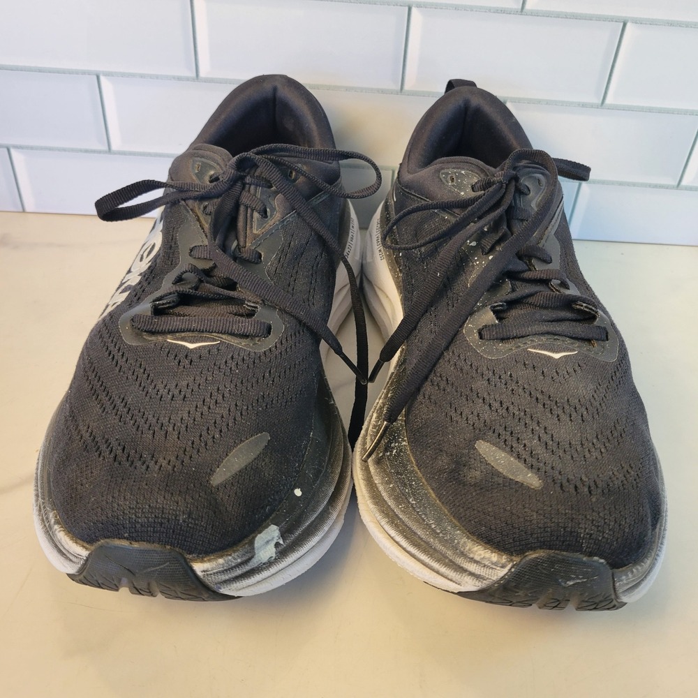 Hoka Bondi 8 Womens Size 10 D Black White Running Shoes 1127954 BWHT